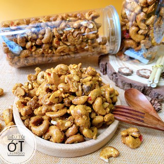 Hạt điều tỏi ớt hũ 500gr mix vị cay cay - Ăn vặt siêu ngon