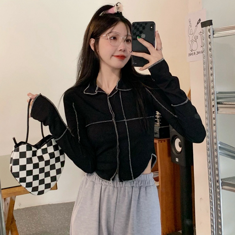 SUXI Áo thun tay dài thiết kế mới thời trang mùa thu dành cho nữ