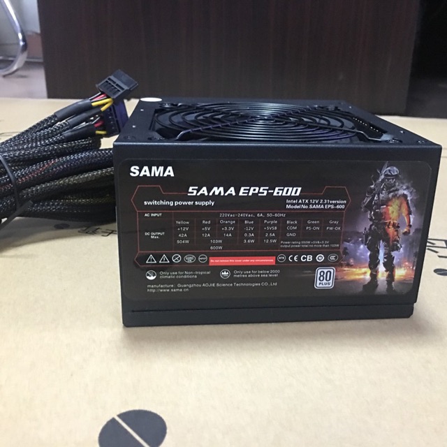 Nguồn máy tính Sama 535 , Sama EPS 600 80plus Công Suất Thực Bảo hành 36 tháng