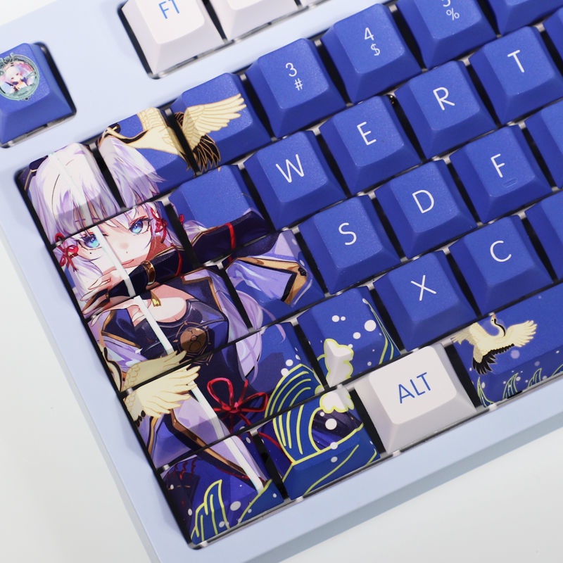 Genshin Impact Keycap Nhân vật năm sao Chủ đề Kamisato Ayaka Trò chơi trực tuyến Anime PBT Thuốc nhuộm Thăng hoa Bàn phím cơ Keycap 104 Phím