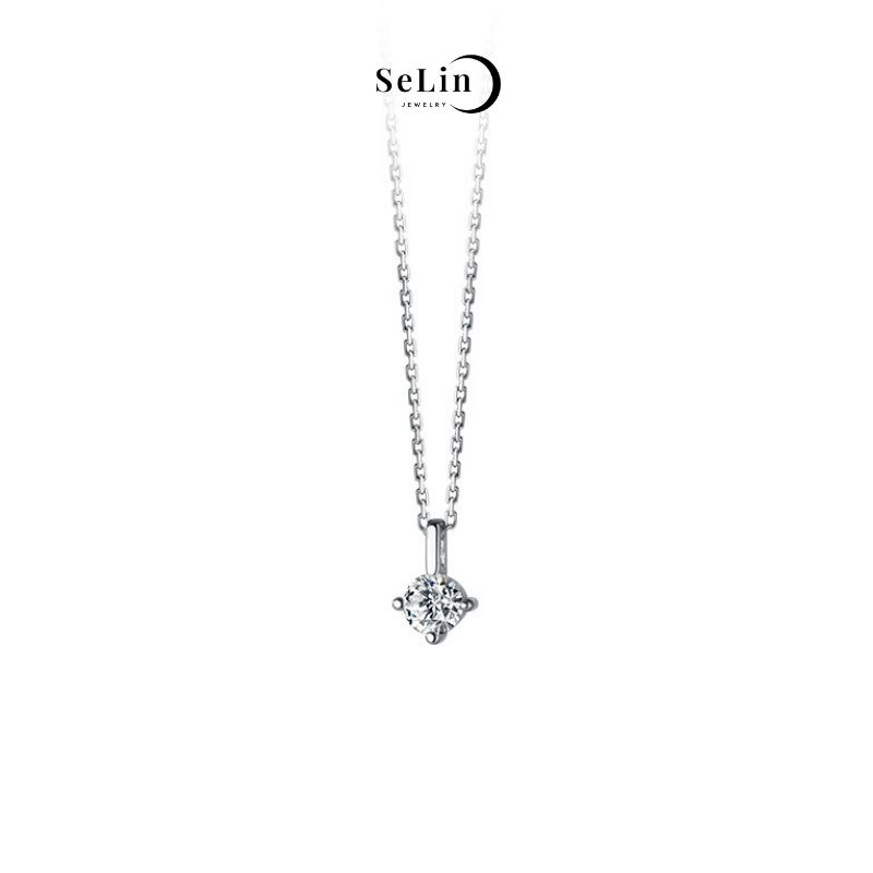Dây chuyền bạc nữ 925 đính đá 4mm cao cấp đơn giản cá tính SELIN JEWELRY - 0008