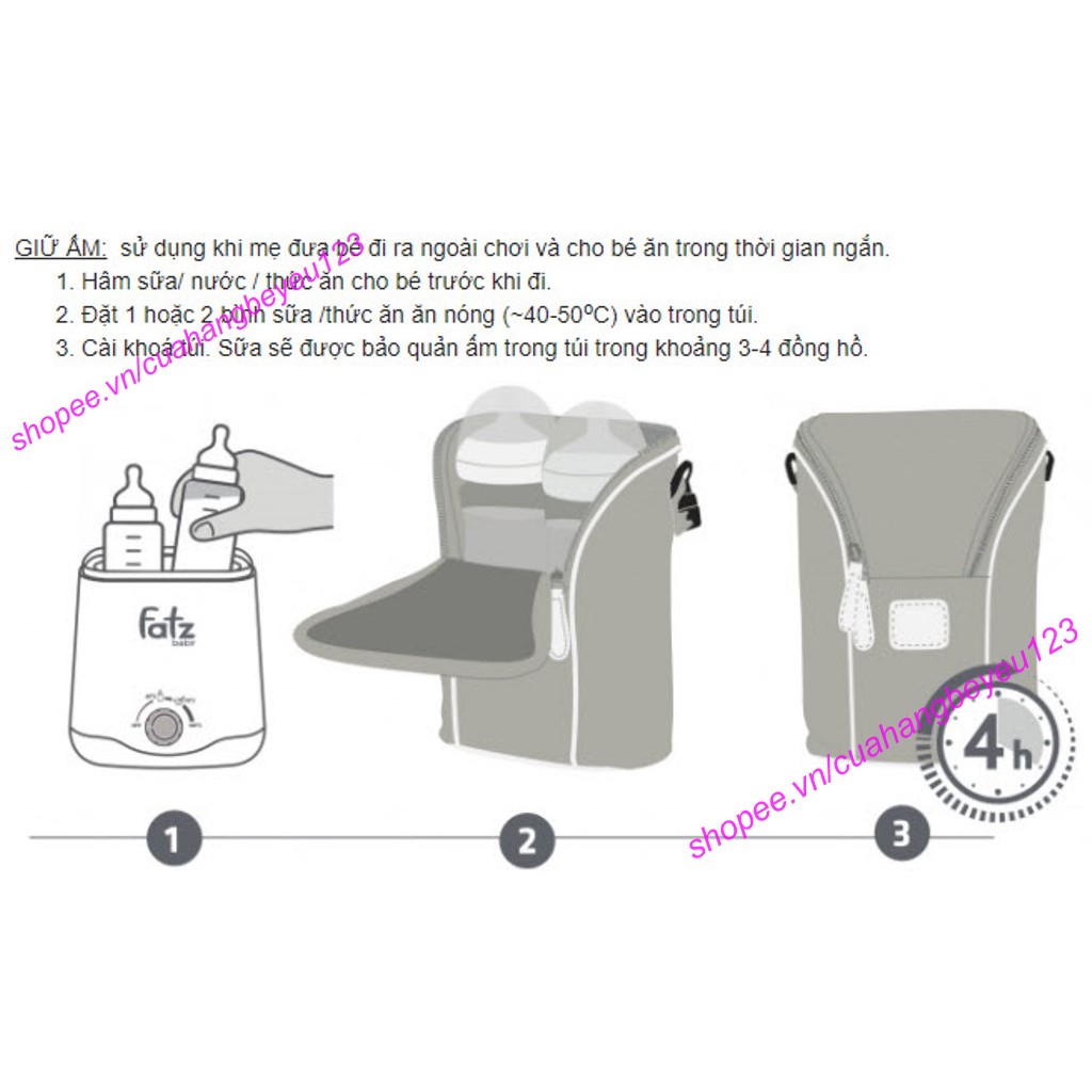 Túi giữ nhiệt đôi cho 2 bình sữa có dây đeo Fatz FatzBaby - Thermo 2 - FB2016SL