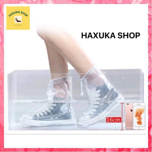 Giày - Ủng đi mưa silicon chống nước trơn trượt kết hợp khóa kéo và chun buộc ba màu Nâu, Xanh Dương, Trắng