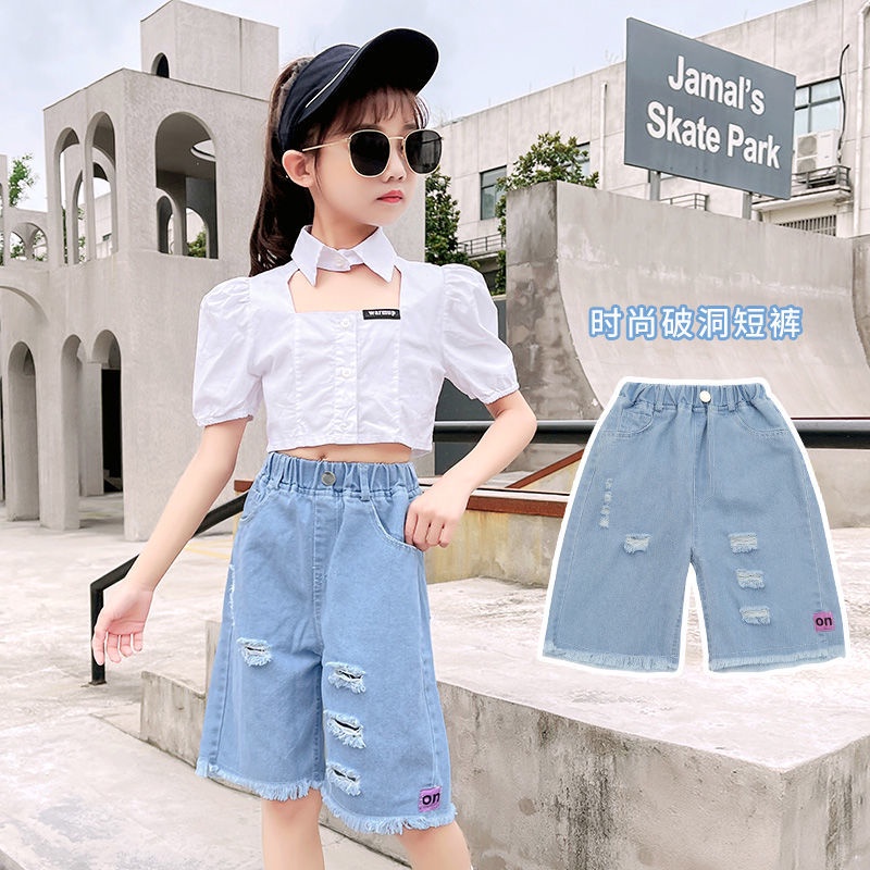 Năm Khuyến Mãi Một#Cổ Phiếu Sẵn Sàng Là#Hàng Mới Đã Sẵn Sàng#Bán Nóng#Bộ Đồ Nữ#Quần Áo Trẻ Em Phiên Bản Hàn Quốc#Quần Jean Lửng Dáng Rộng Thiết Kế Mới Thời Trang Mùa Hè Theo Phong Cách Hàn Quốc Cho Bé Gái 2022#Quần Áo Trẻ Em