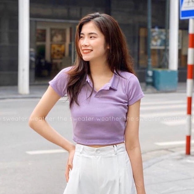 Áo Phông Nữ ⭐ FREESHIP⭐ Áo Thun Croptop Thun Co Dãn  - Áo Polo Nữ Ôm Body Siêu Xesy 777