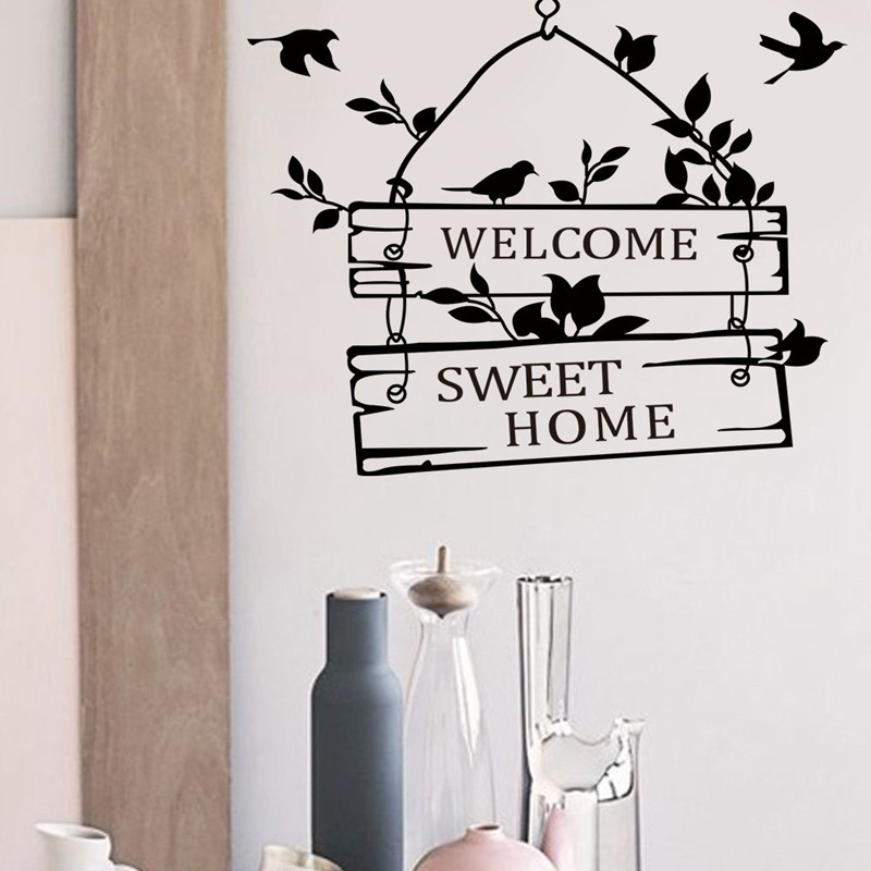 Decal dán trang trí tường thiết kế chữ "Welcome sweet home" dễ thương