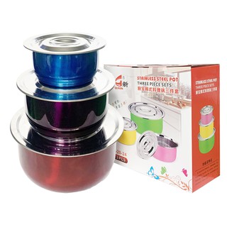 (CÓ NẮP ĐẬY) BỘ 3 Thau inox có nắp đậy vệ sinh sáng bóng size 16-20-24 cm
