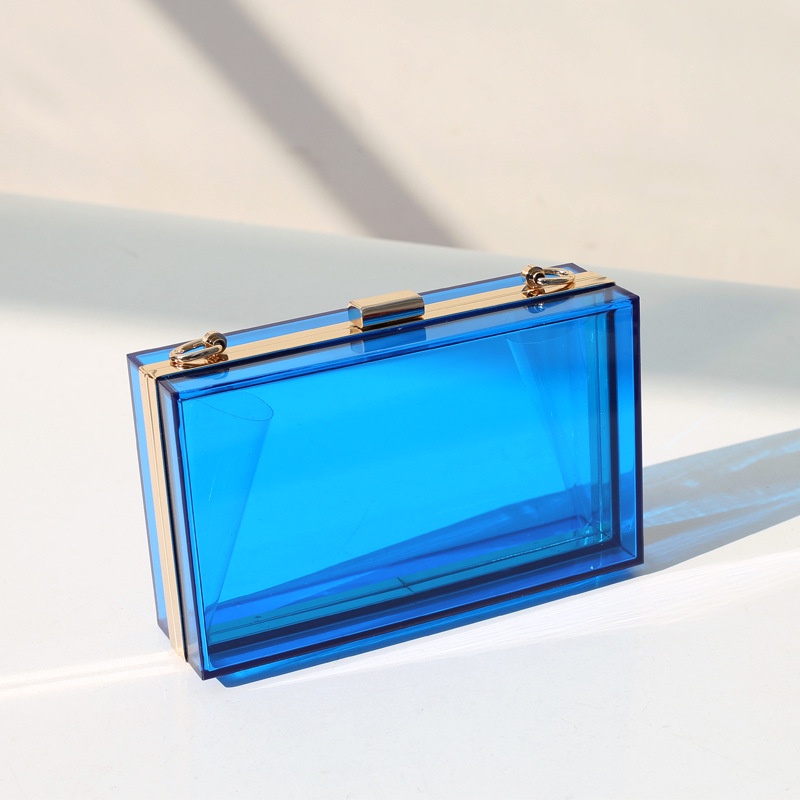 Túi hộp đeo chéo bằng acrylic trong suốt mini cầm tay thời trang dự tiệc cho nữ