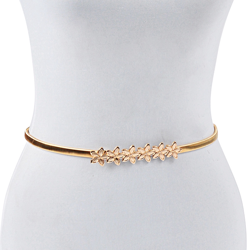 Dây thắt lưng co giãn thiết kế đơn giản mặt kim loại phong cách thời trang dành cho nữ