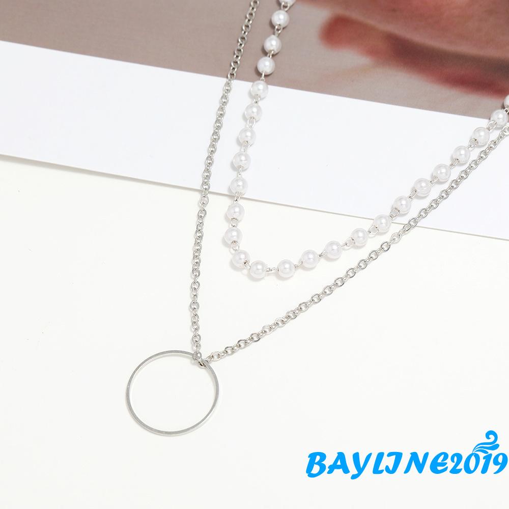 Vòng cổ Hai Lớp Đính Ngọc Trai Nhân Tạo Tự Nhiên Dành Cho Nữ