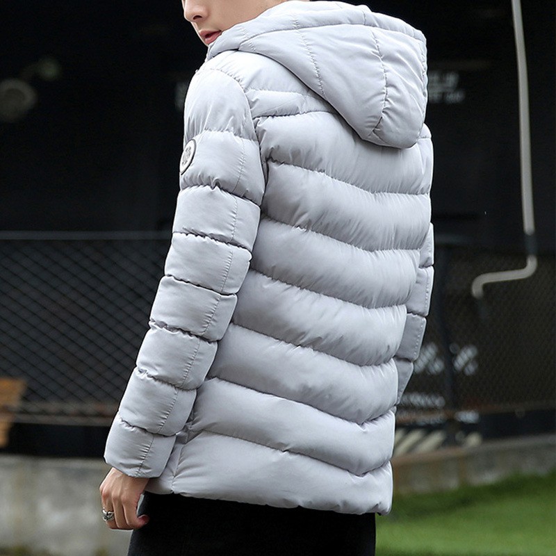 Áo khoác phao cotton nam dày ấm mùa đông giản dị có mũ trùm đầu M1089176
