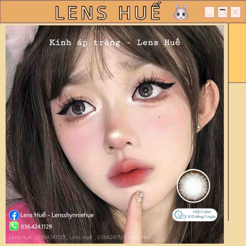 ✨ Kính áp tròng (lens) xám đen 14.5mm giãn vừa sử dụng 12 tháng - Lens Huế