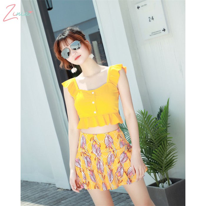 Đồ Bơi Bikini 2 Mảnh Đi Biển, Áo Croptop Có Đệm Ngực, Quần Váy Xòe Cực Xinh B119 ZINIA | BigBuy360 - bigbuy360.vn