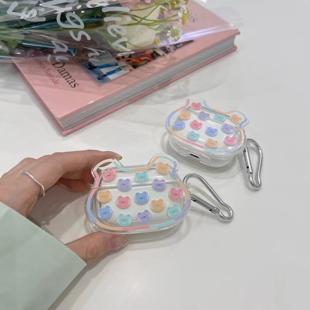 Vỏ Bảo Vệ Hộp Sạc Tai Nghe AirPods Pro2 2022 TPU Trong Suốt Hình Gấu Nhiều Màu Kèm Dây Đeo Tiện Dụng 1 2 3 Pro