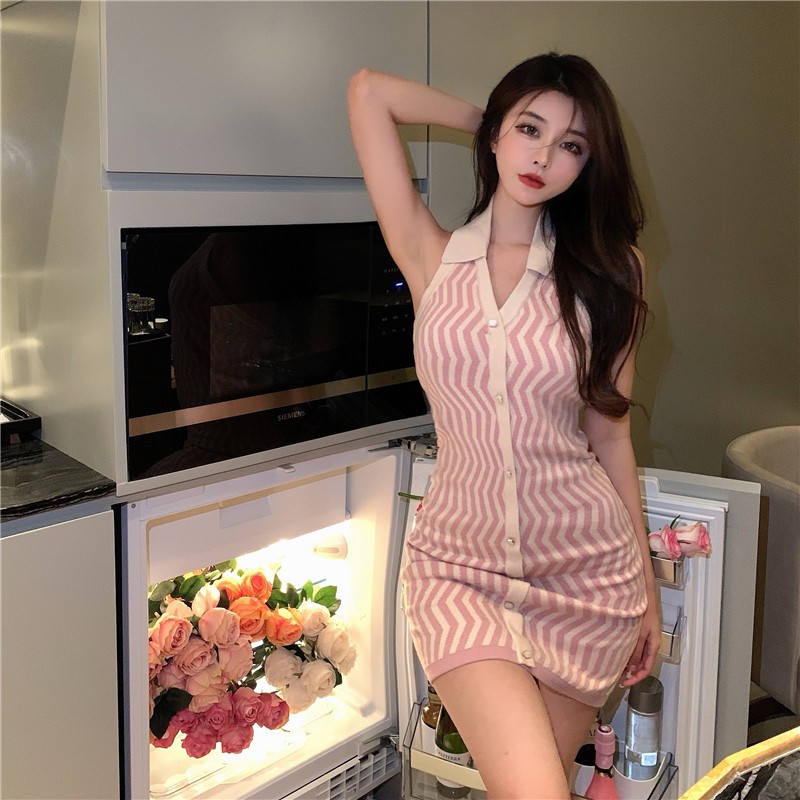 Đầm không tay Họa Tiết Sọc Phong Cách Hàn Quốc Quyến Rũ Với 3 Màu Lựa Chọn | BigBuy360 - bigbuy360.vn