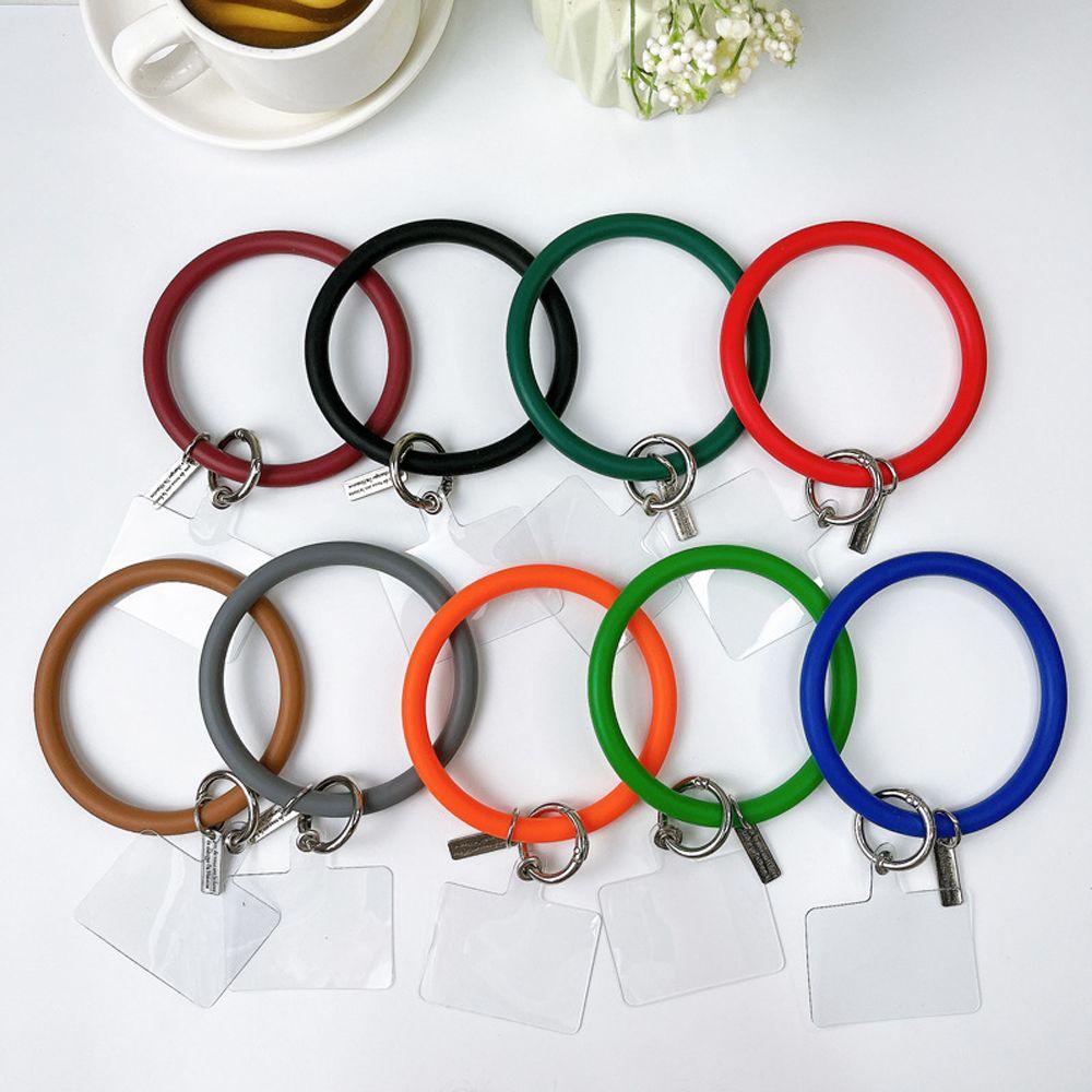 Ốp Điện Thoại Silicone Mềm Màu Trơn Chống Rơi Có Vòng Tay &amp; Móc Khóa Unisex