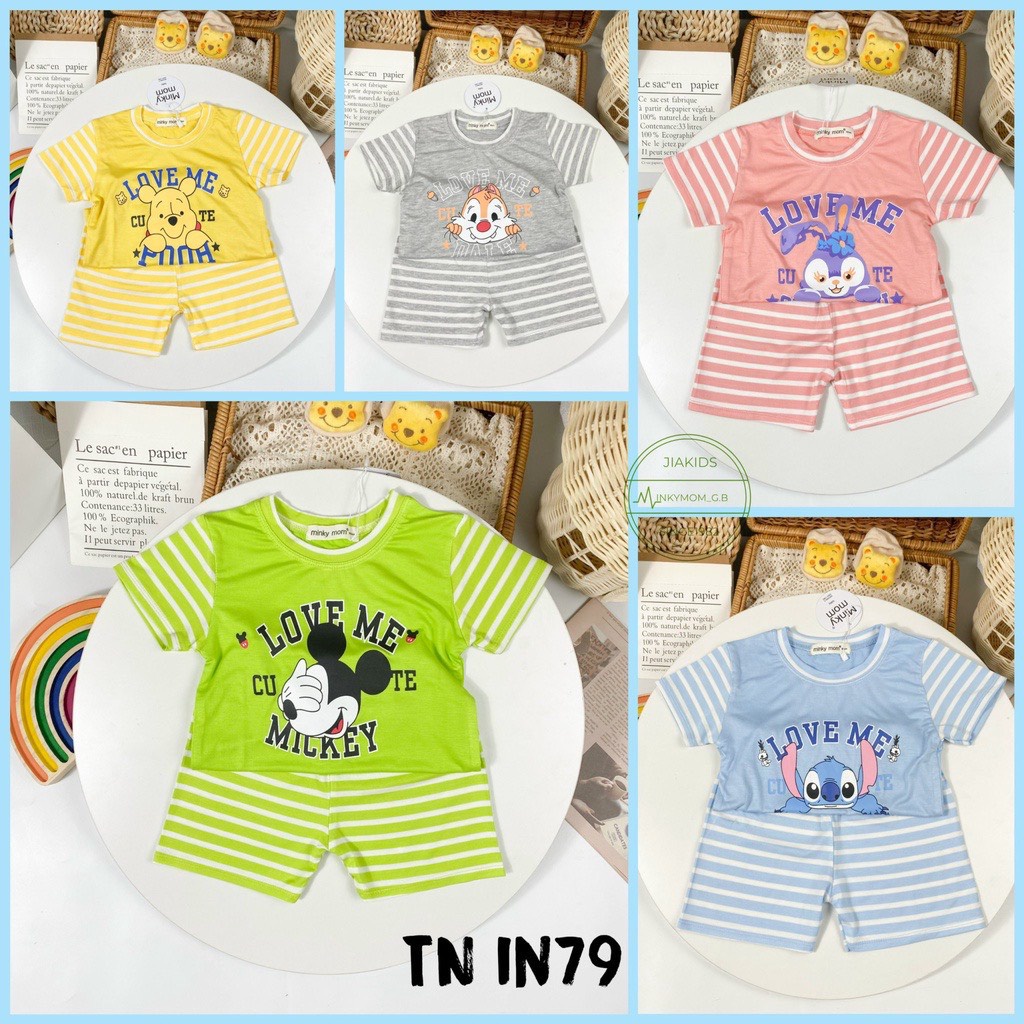 [SALE] Bộ Quần Áo Bé Gái, Bé Trai Minky Mom Vải Thun Lạnh In Chữ LOVE ME Cổ Viền, Bộ Cộc Tay Cho Bé Mặc Nhà MKM2222