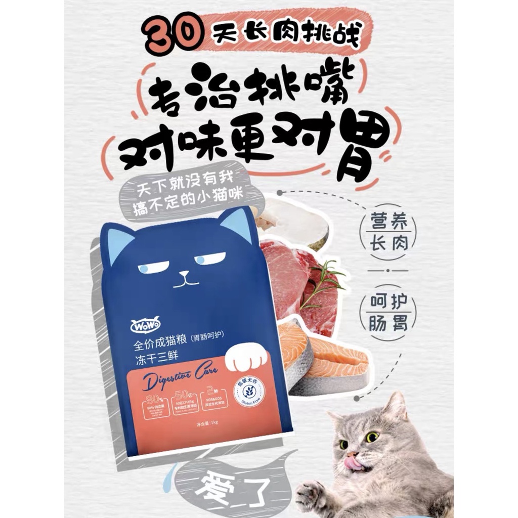 Thức Ăn Mèo Hạt WOWO GÓI 1.5KG Bảo Vệ Đường Ruột Bổ Xung Lợi Khuẩn Probiotics Mix 3 Topping
