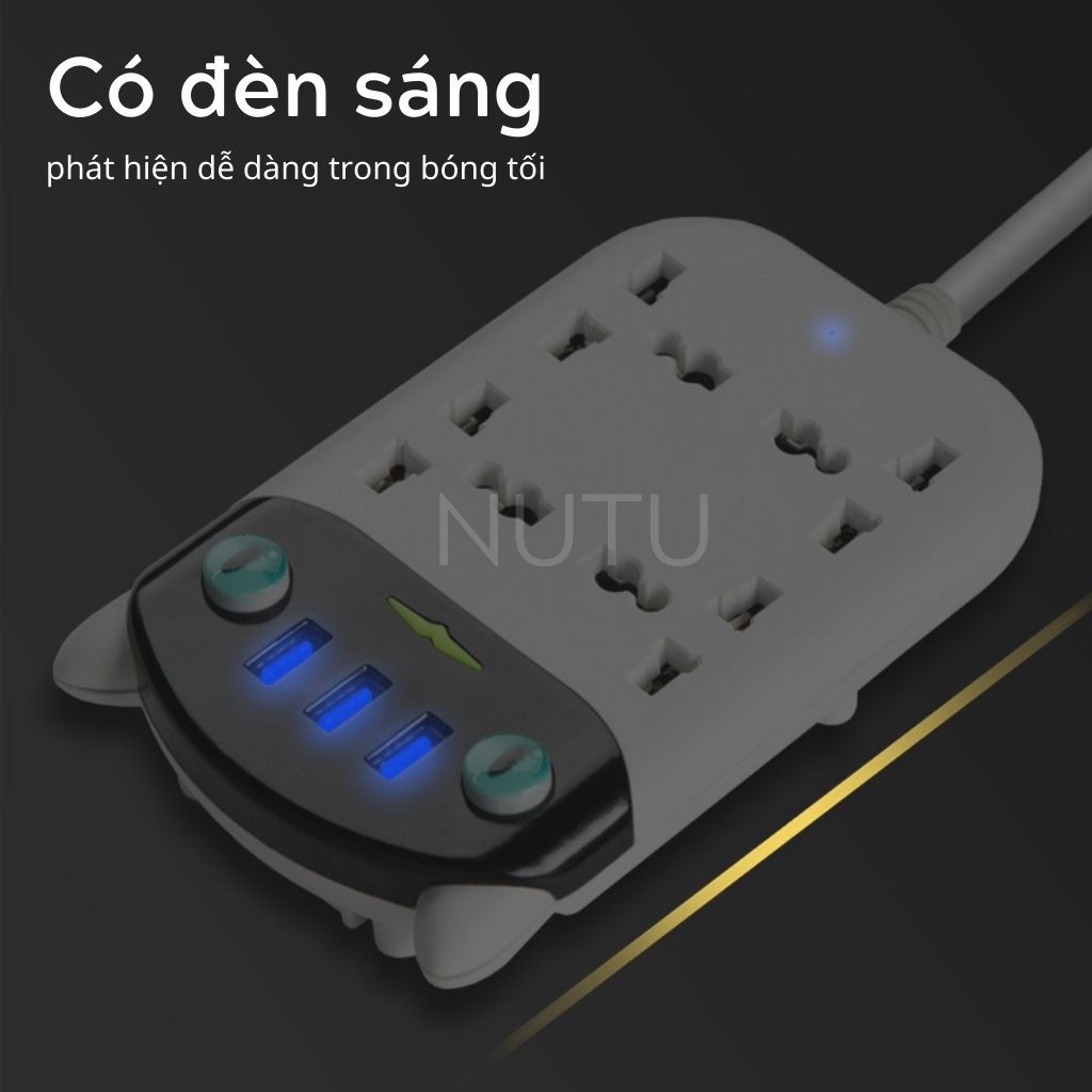 Ổ Cắm Điện Đa Năng Thông Minh, Ổ Điện 4 Cổng Có Đầu Cắm USB Chống Cháy Nổ