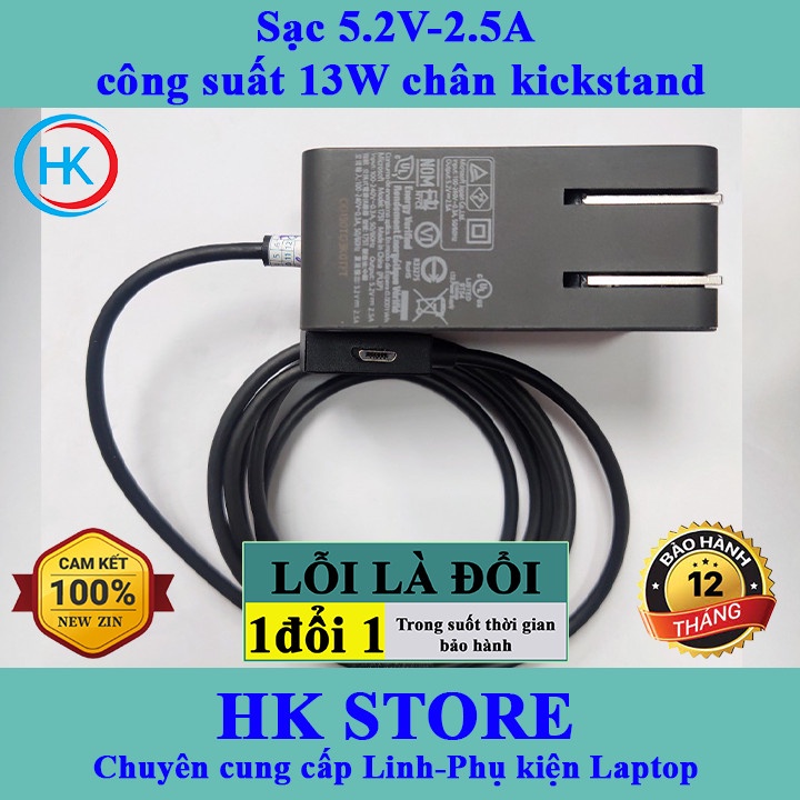 Sạc Microsoft Surface 5.2V-2.5A Công Suất 13W chân kickstand 1623 1624 1645 1706 1751