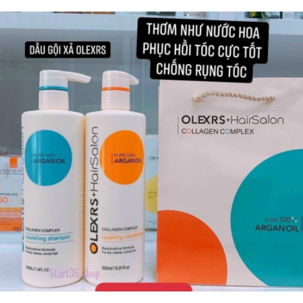 Dầu Gội Olexrs Start36 cặp gội xả olexrs hair salon phục hồi tóc hư tổn ngăn ngừa gầu giảm gãy rụng lưu hương lâu 2 size