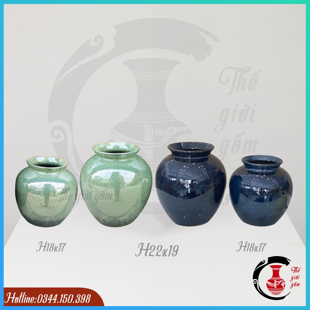 [Dáng vò] Lọ hoa men kính dáng vò Bát Tràng