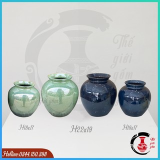 Lọ hoa men kính dáng vò Bát Tràng