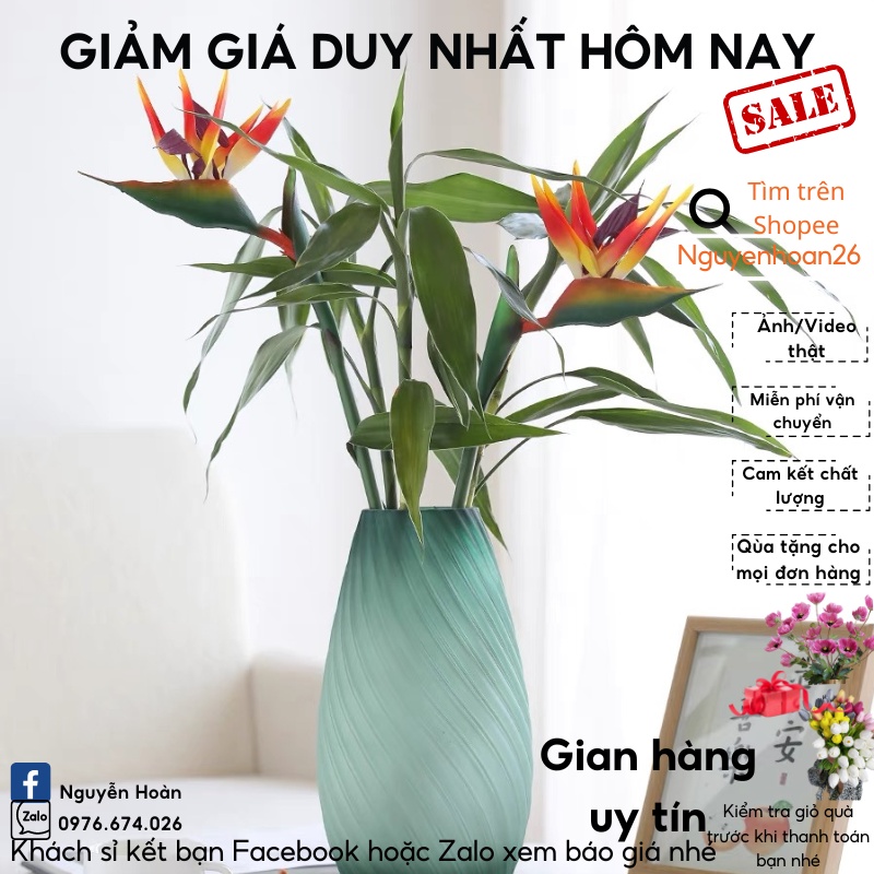Hoa giả- hoa thiên điểu cao 75cm chất liệu cao su cao cấp, phù hợp cắm bình trang trí không gian nhà cửa