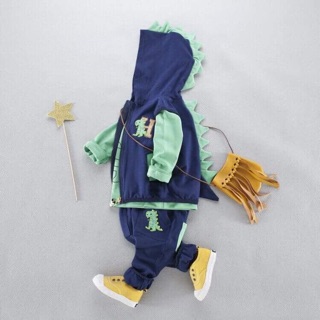 Set 3 bộ nỉ khủng long-áo khoác gile