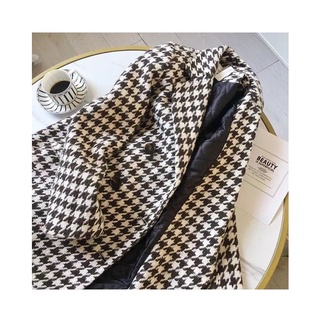 Áo khoác dạ Tweed kẻ đai lưng đen (Oder )