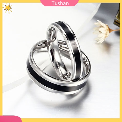 Nhẫn Thép Titan Không Gỉ Màu Đen Cho Cặp Đôi