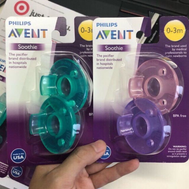 (USA) Ti giả Avent sz 0-3m, 3m+ chống vẩu.