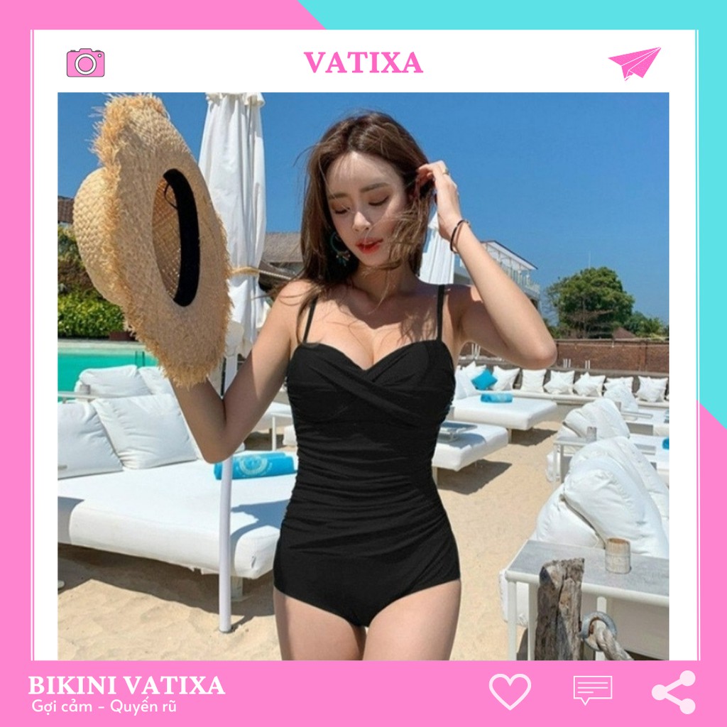 Bikini liền mảnh có gọng nâng ngực, nhún bụng màu đen kín đáo VATIXA BKN70 | WebRaoVat - webraovat.net.vn