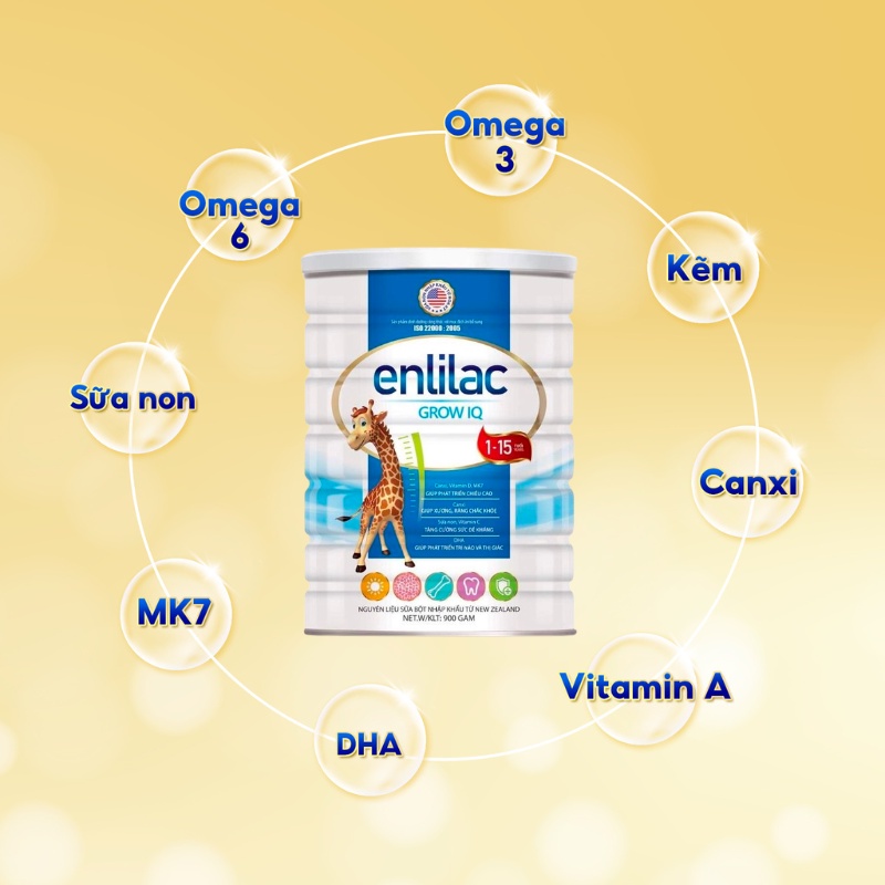 Sữa Bột Cho Bé Giúp Tăng Chiều Cao, Phát Triển Trí Thông Minh ENLILAC Grow IQ 400-900g/Hộp