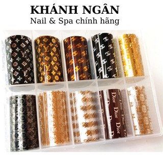 Set 10 mẫu foil dán móng logo các thương hiệu nổi tiếng 4*60cm