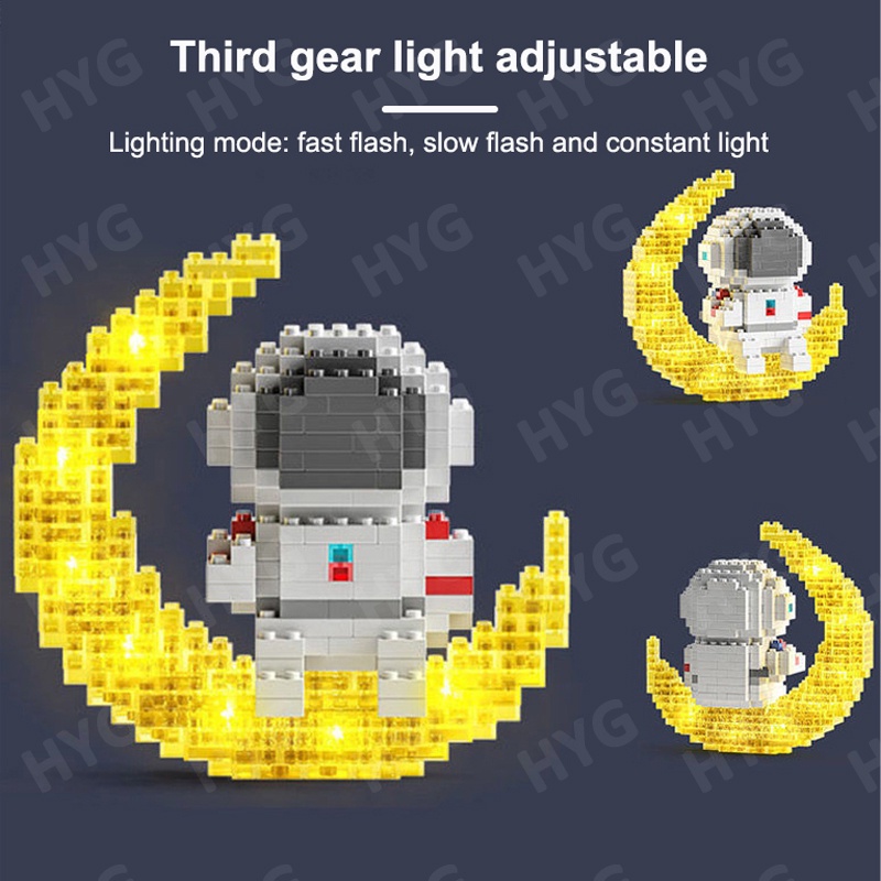Đồ chơi lắp ráp HYG TOYS kiểu phi hành gia 3D có đèn LED sáng tạo thú vị dành cho trẻ em