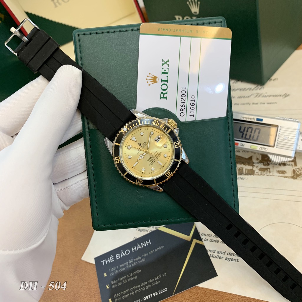 Đồng hồ nam Rolex - mặt tròn toạ độ xoay dây cao su chống nước cao cấp DH504 ngochang108