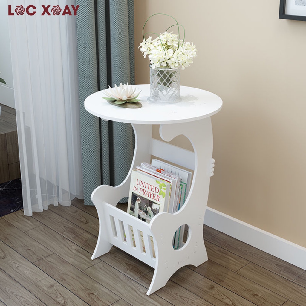 Kệ Để Đầu Giường Gỗ Nhựa Pitech Lắp Ghép An Toàn Thân Thiện Môi Trường, Bàn Trà Mini Decor Phong Cách Bắc Âu_Lốc Xoáy