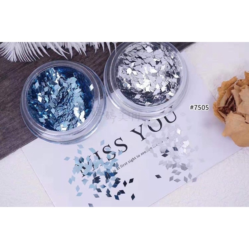 Set 2 hũ nhũ sequin hình thoi trang trí móng