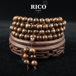 Vòng trầm hương tốc, chuỗi tràng 108 hạt gỗ phong thủy tự nhiên mùi thơm nhẹ bình an may mắn - phong thủy rico