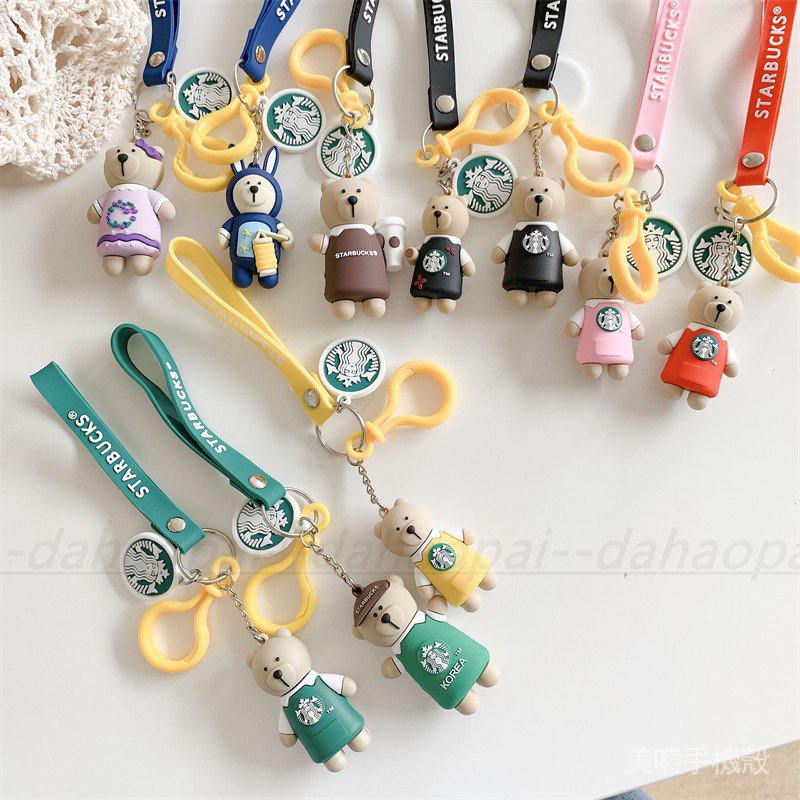 Starbucks Móc Khóa Silicon Hình Gấu Bông Hoạt Hình Dễ Thương