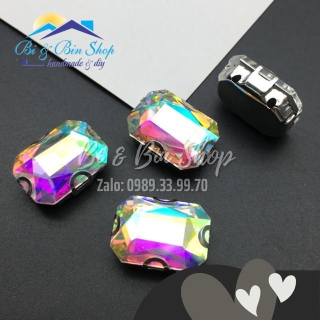 10 Viên Đá Đế Chữ Nhật 13x18mm Đính Kết Trang Phục Thời Trang, Trang Trí Vương Miện - Bi &amp; Bin Shop