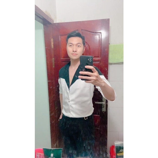 Áo sơ mi tay ngắn nam sơ mi cổ vest tay lỡ, chất vải lụa mịn chống nhăn phong cách trẻ trung độc lạ T1