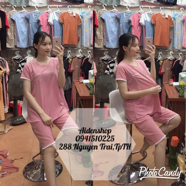 BỘ BẦU ĐẸP CHẤT LỤA MÙA HÈ MẶC MÁT ĐỒ BẦU MẶC NHÀ XINH