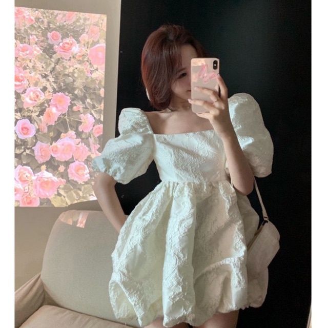 Đầm babydoll FANCY DRESS thắt nơ sau lưng cực xinh màu hồng/trắng Sam sam Boutique
