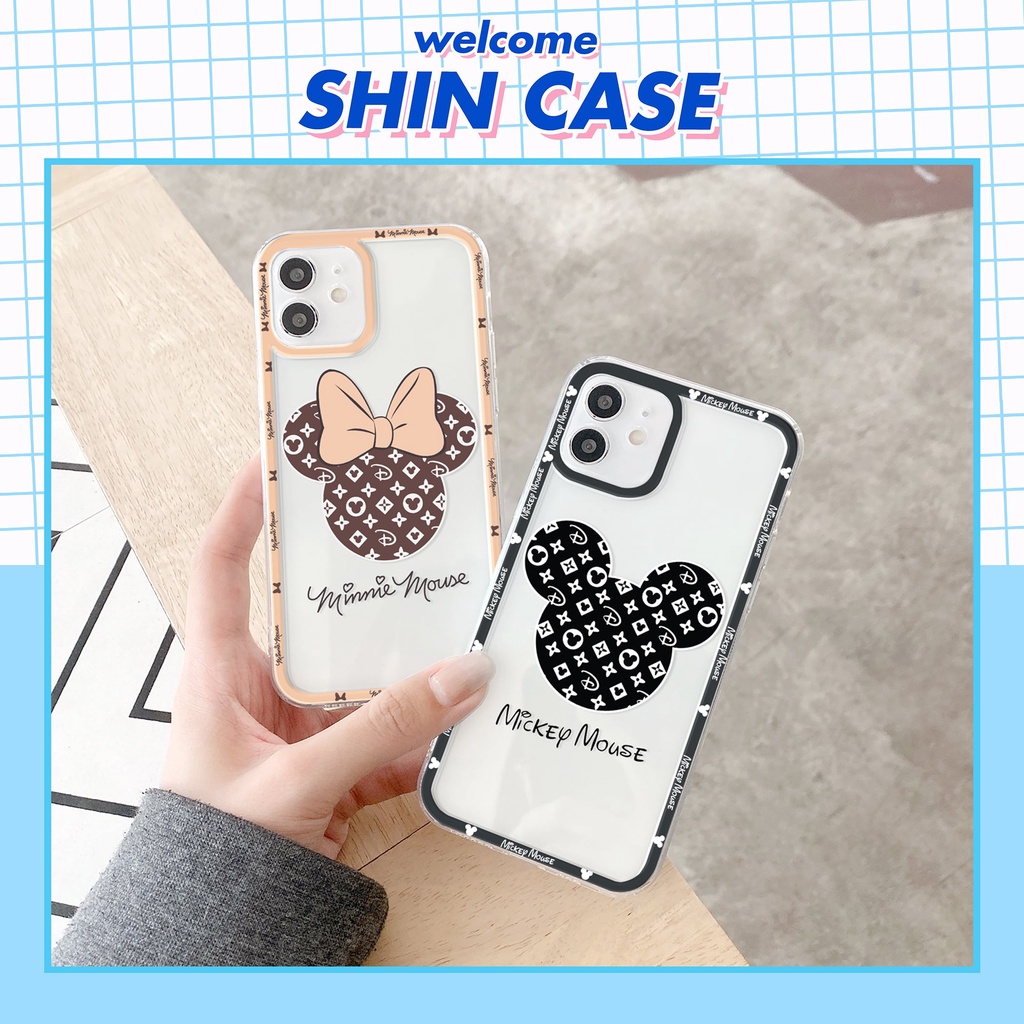 Ốp lưng iphone Cute Mouse trong cạnh vuông 6/6plus/6s/6splus/7/7plus/8/8plus/x/xr/xs/11/12/13/pro/max/plus/promax