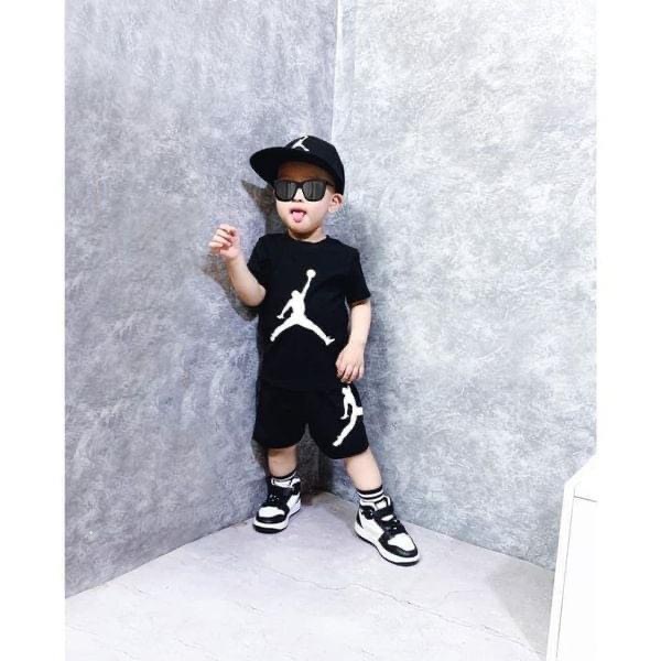 Đồ bộ cộc tay bé trai - Set bộ Nike Jordan đen cho bé trai size 90-150