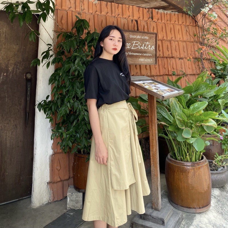 CHÂN VÁY KHAKI CỘT NƠ