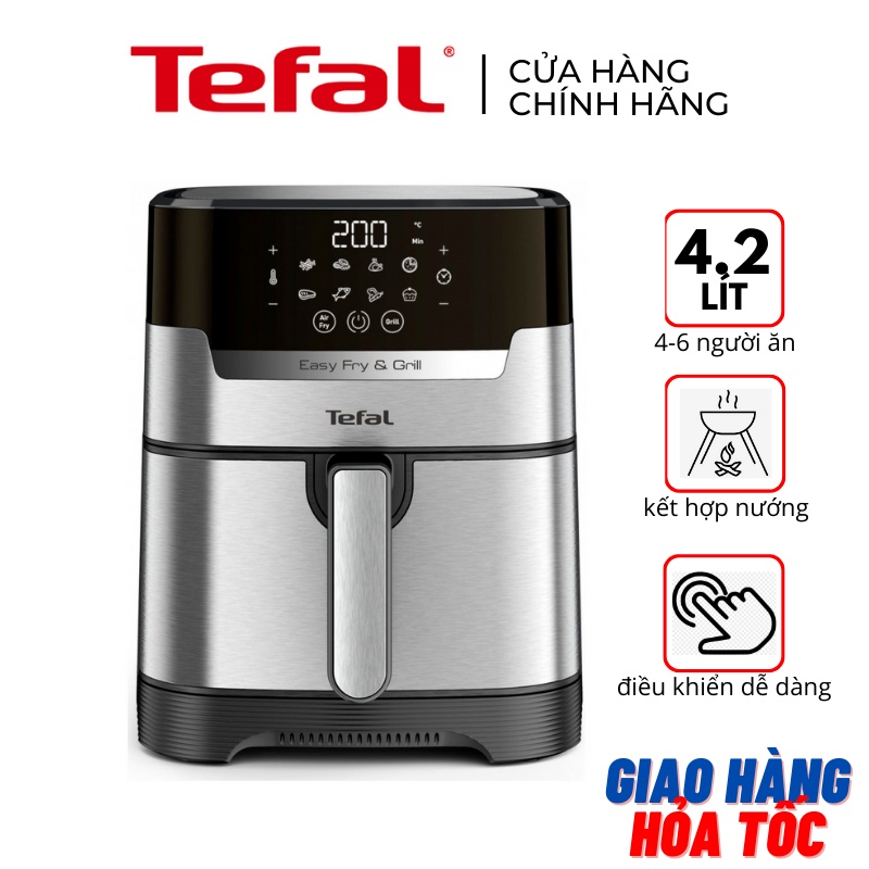 Nồi chiên không dầu 4.2 lít Tefal EY505D chiên nướng 2 in 1 - Hàng chính hãng