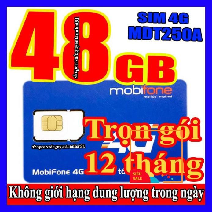 Sim 4G mobifone Mdt250a/Mdt135a trọn gói 1 năm miễn phí k nạp tiền